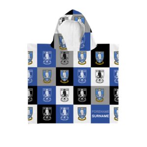 Personalised Sheffield Wednesday Chequered Hooded Towel – Kids