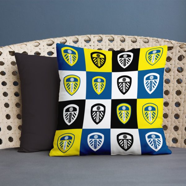 Personalised Leeds United Chequered Cushion