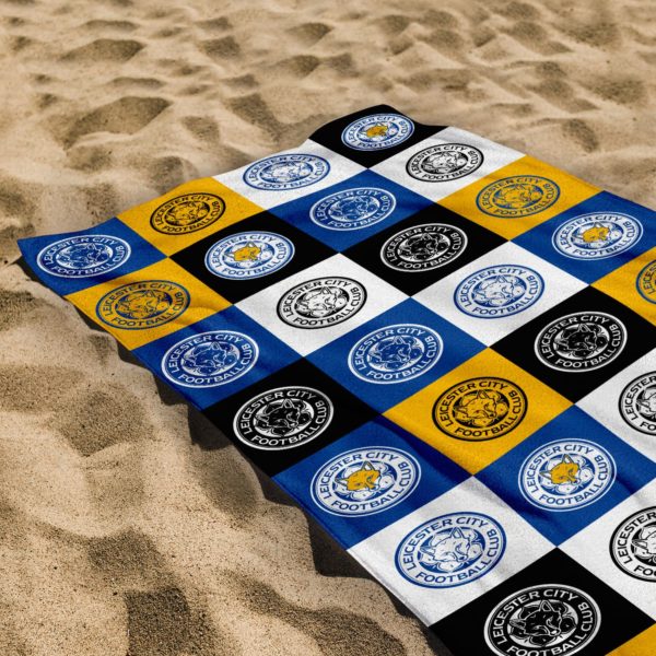 Personalised Leicester City Chequered Beach Towel