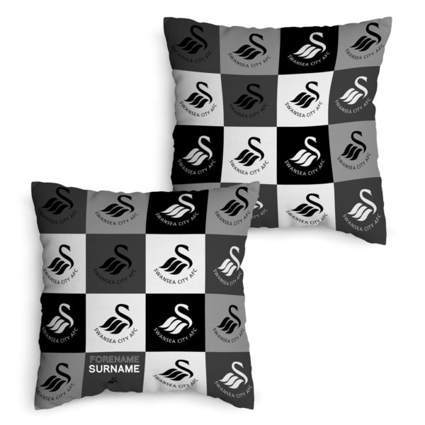 Personalised Swansea City Chequered Cushion