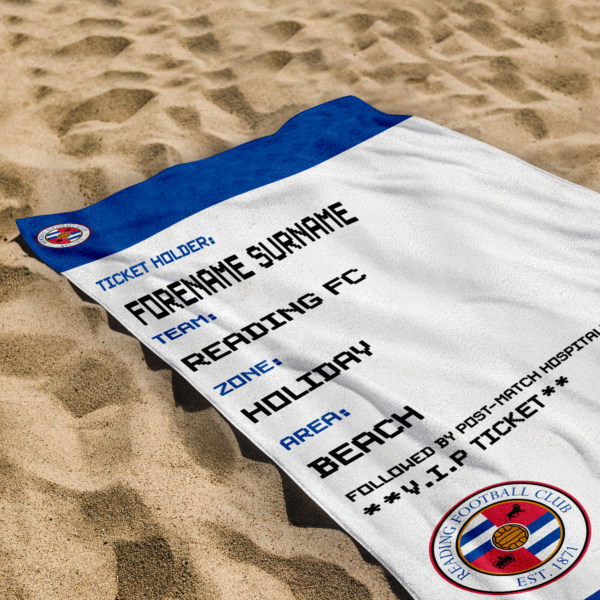 Personalised Reading Ticket Beach Towel