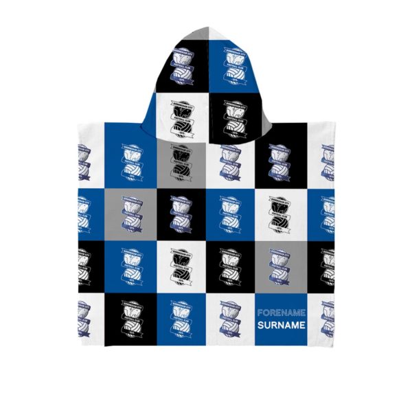 Personalised Birmingham City Chequered Hooded Towel – Kids