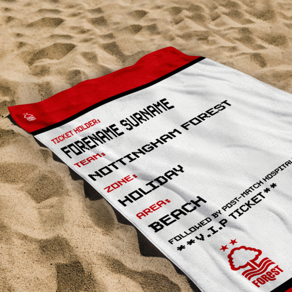 Personalised Nottingham Forest Ticket Beach Towel