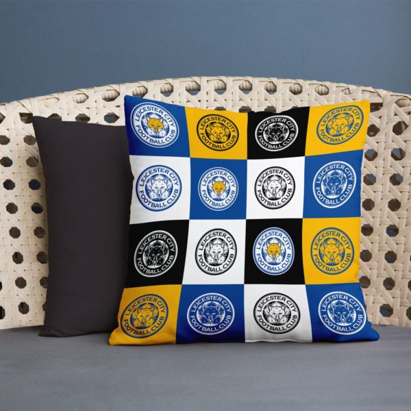 Personalised Leicester City Chequered Cushion