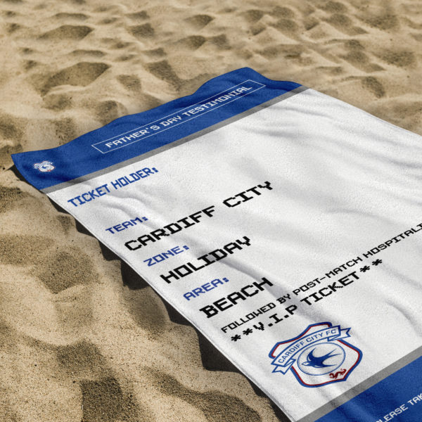 Personalised Cardiff City Ticket Beach Towel
