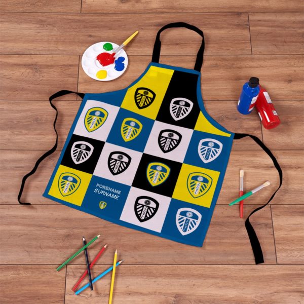 Personalised Leeds United Chequered Apron – Kids