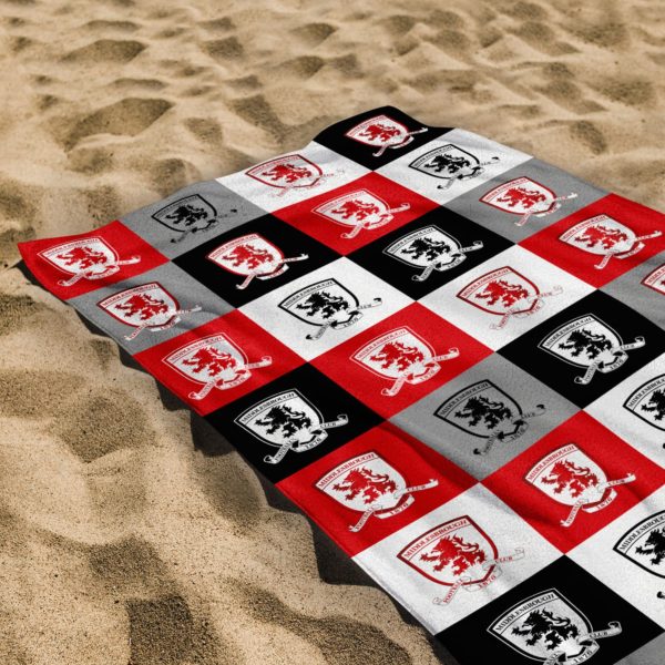 Personalised Middlesbrough Chequered Beach Towel