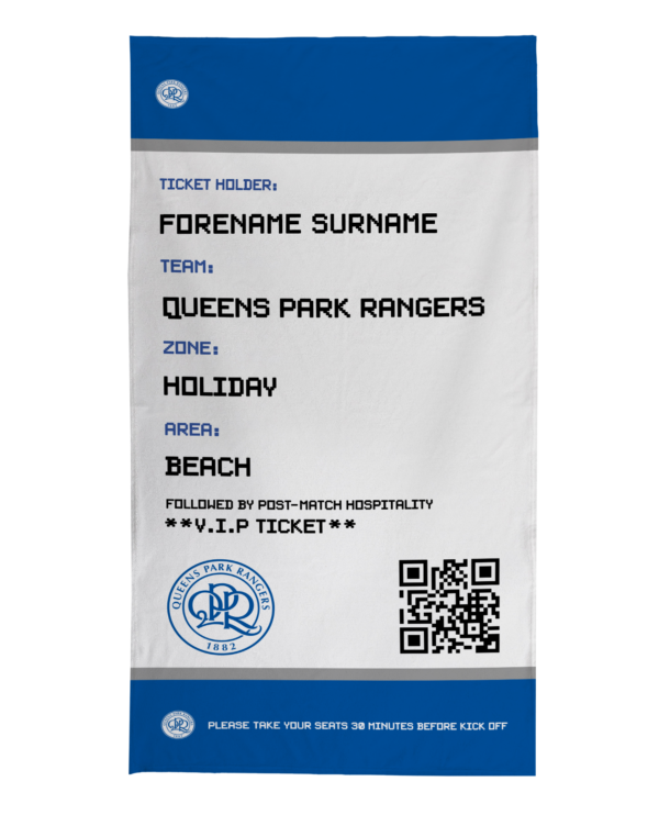 Personalised QPR Ticket Beach Towel