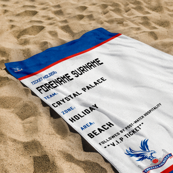 Personalised Crystal Palace Ticket Beach Towel
