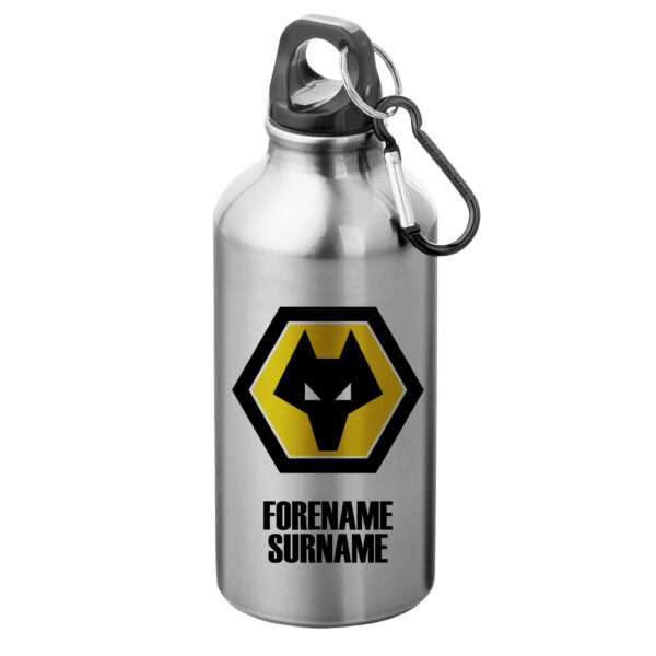Personalised Wolves Bold Crest Sports Bottle