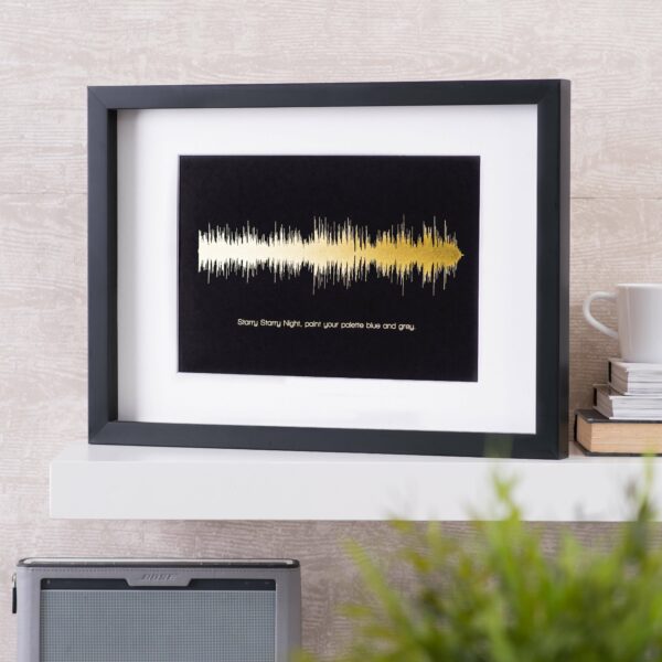 Personalised Metallic Foil Sound Wave Song Print with Colour & Framing Options
