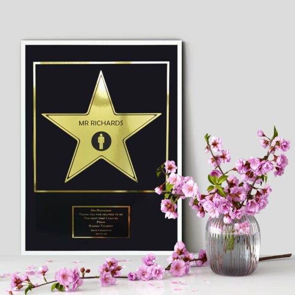 Personalised Metallic Hollywood Star Print with Framing Option