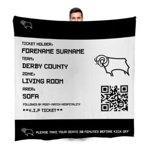 Personalised Derby County Ticket Fleece Blanket