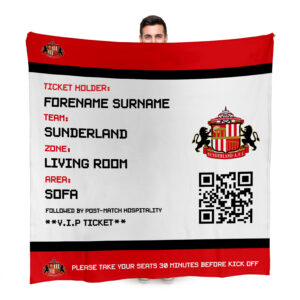 Personalised Sunderland AFC Ticket Fleece Blanket