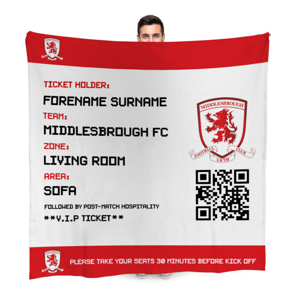 Personalised Middlesbrough FC Ticket Fleece Blanket