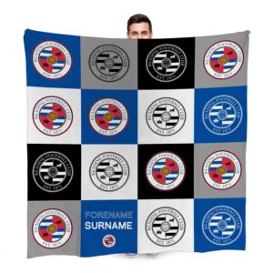 Personalised Reading FC Chequered Fleece Blanket