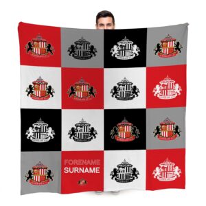 Personalised Sunderland AFC Chequered Fleece Blanket