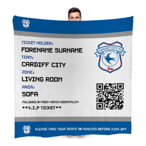 Personalised Cardiff City FC Ticket Fleece Blanket