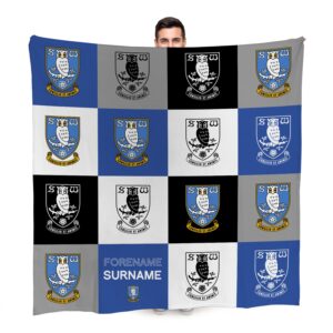 Personalised Sheffield Wednesday FC Chequered Fleece Blanket