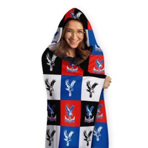 Personalised Crystal Palace FC Chequered Adult Hooded Fleece Blanket