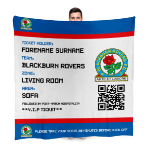 Personalised Blackburn Rovers FC Ticket Fleece Blanket