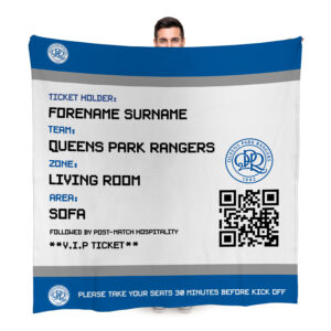 Personalised Queens Park Rangers FC Ticket Fleece Blanket