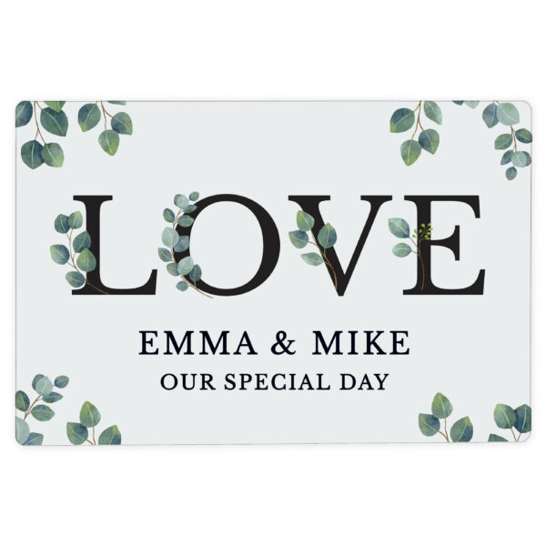Personalised Botanical Metal Sign – Perfect for Weddings, Anniversaries, New Home & Valentines