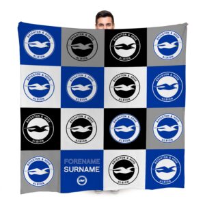 Personalised Brighton & Hove Albion FC Chequered Fleece Blanket