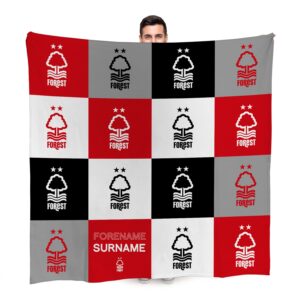 Personalised Nottingham Forest FC Chequered Fleece Blanket