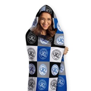 Personalised Queens Park Rangers FC Chequered Adult Hooded Fleece Blanket