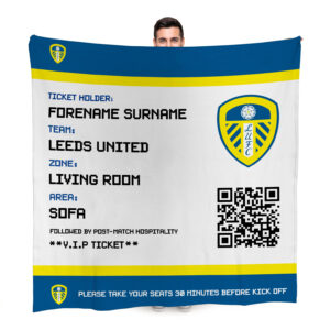 Personalised Leeds United FC Ticket Fleece Blanket