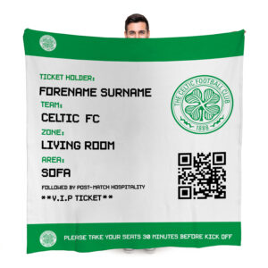 Personalised Celtic FC Ticket Fleece Blanket