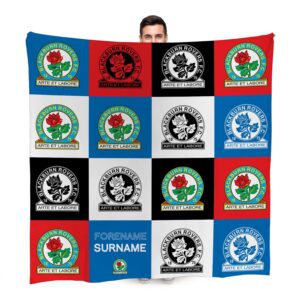Personalised Blackburn Rovers FC Chequered Fleece Blanket