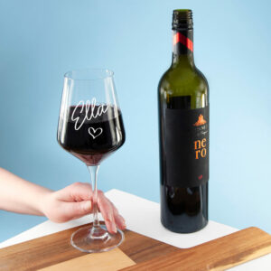 Personalised Love Heart Wine Glass