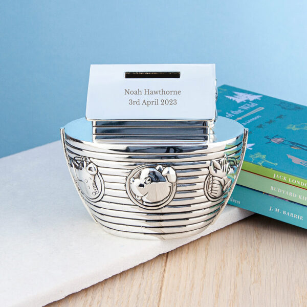 Personalised Silver Plated Noah’s Ark Money Box