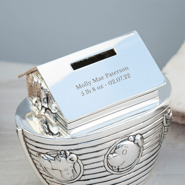 Personalised Silver Plated Noah’s Ark Money Box