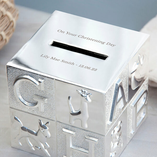 Personalised Silver Plated ABC Money Box (Piggybank)