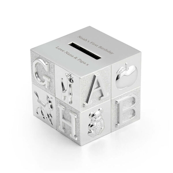 Personalised Silver Plated ABC Money Box (Piggybank)