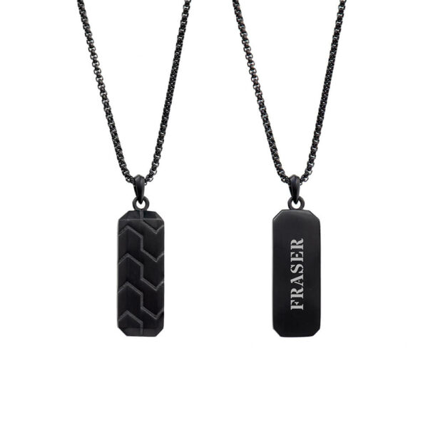 Personalised Men’s Black Steel Dog Tag Necklace