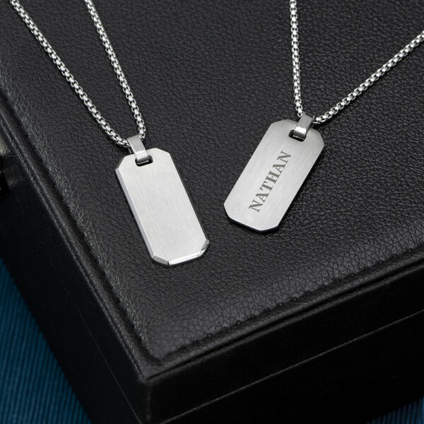 Personalised Men’s Brushed Steel Dog Tag Necklace
