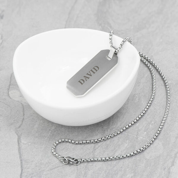 Personalised Men’s Brushed Steel Dog Tag Necklace
