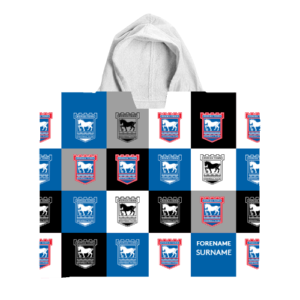 Personalised Ipswich Town Chequered Kids’ Hooded Towel
