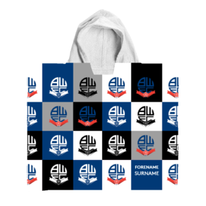 Personalised Bolton Wanderers Chequered Kids’ Hooded Towel
