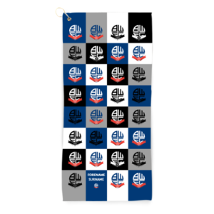 Personalised Bolton Wanderers Chequered Golf Towel