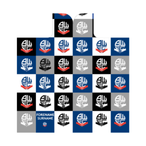 Personalised Bolton Wanderers Chequered Adult Hooded Fleece Blanket