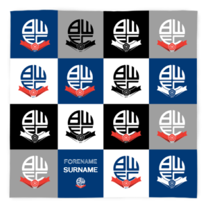 Personalised Bolton Wanderers Chequered Fleece Blanket