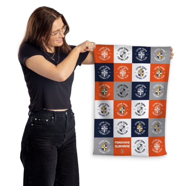 Personalised Luton Town Chequered Tea Towel