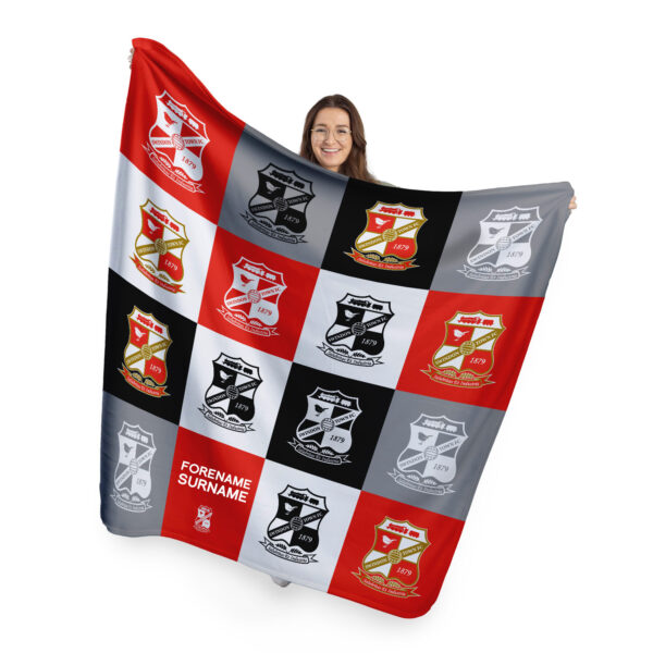 Personalised Swindon Town Chequered Fleece Blanket