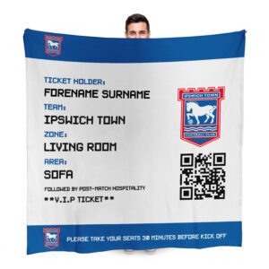 Personalised Ipswich Town Ticket Fleece Blanket