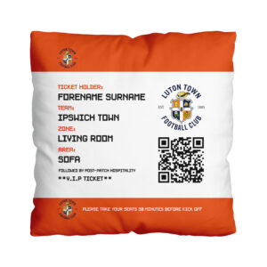 Personalised Luton Town Ticket 18″ Cushion